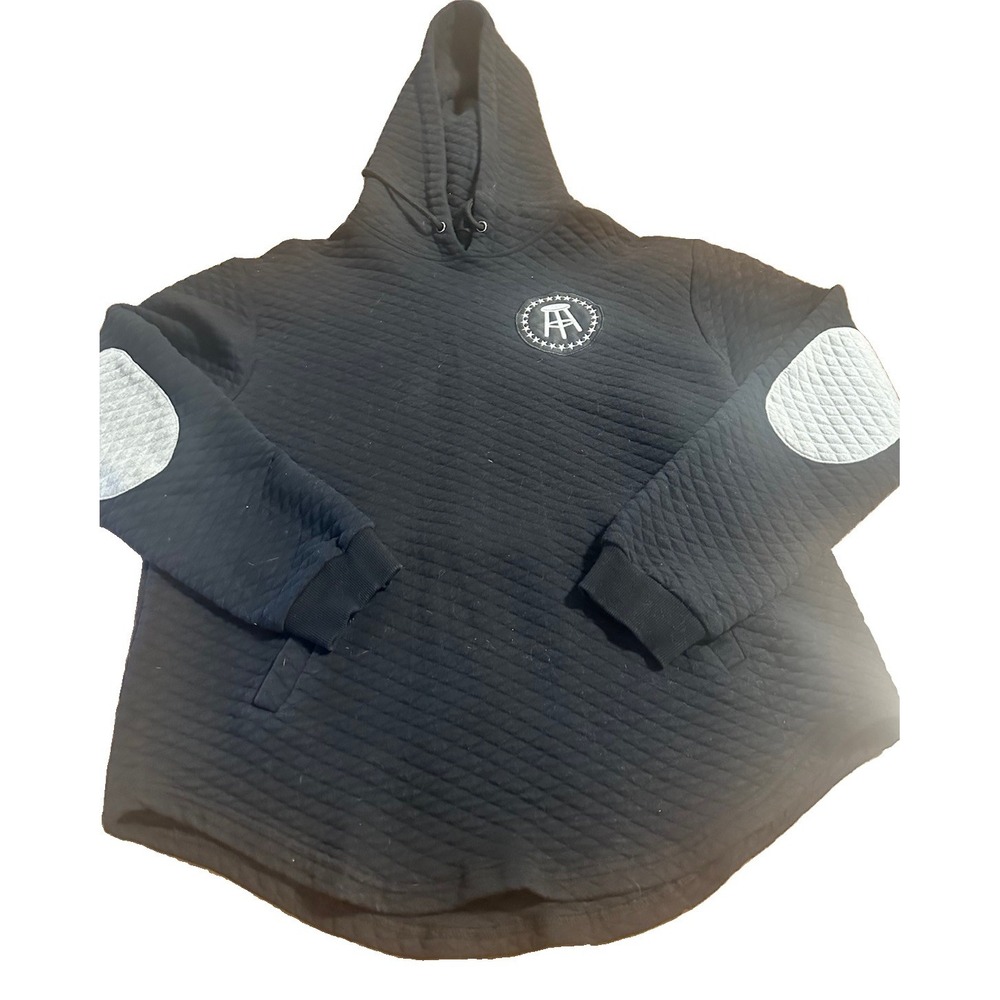 Barstool Sports Hoodie Mens 2XL Black Quilted Elbow Patches Pullover Pocket